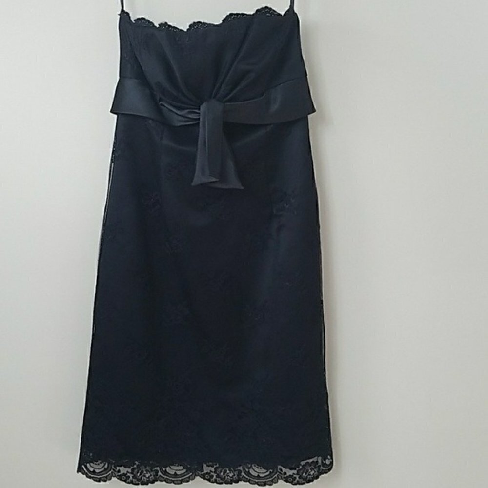 White House Black Market | Black Strapless Lace Dress Size 0